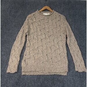 Inhabit Sweater Womens Medium Wool Alpaca Blend Open Knit Pointelle Crew Neck